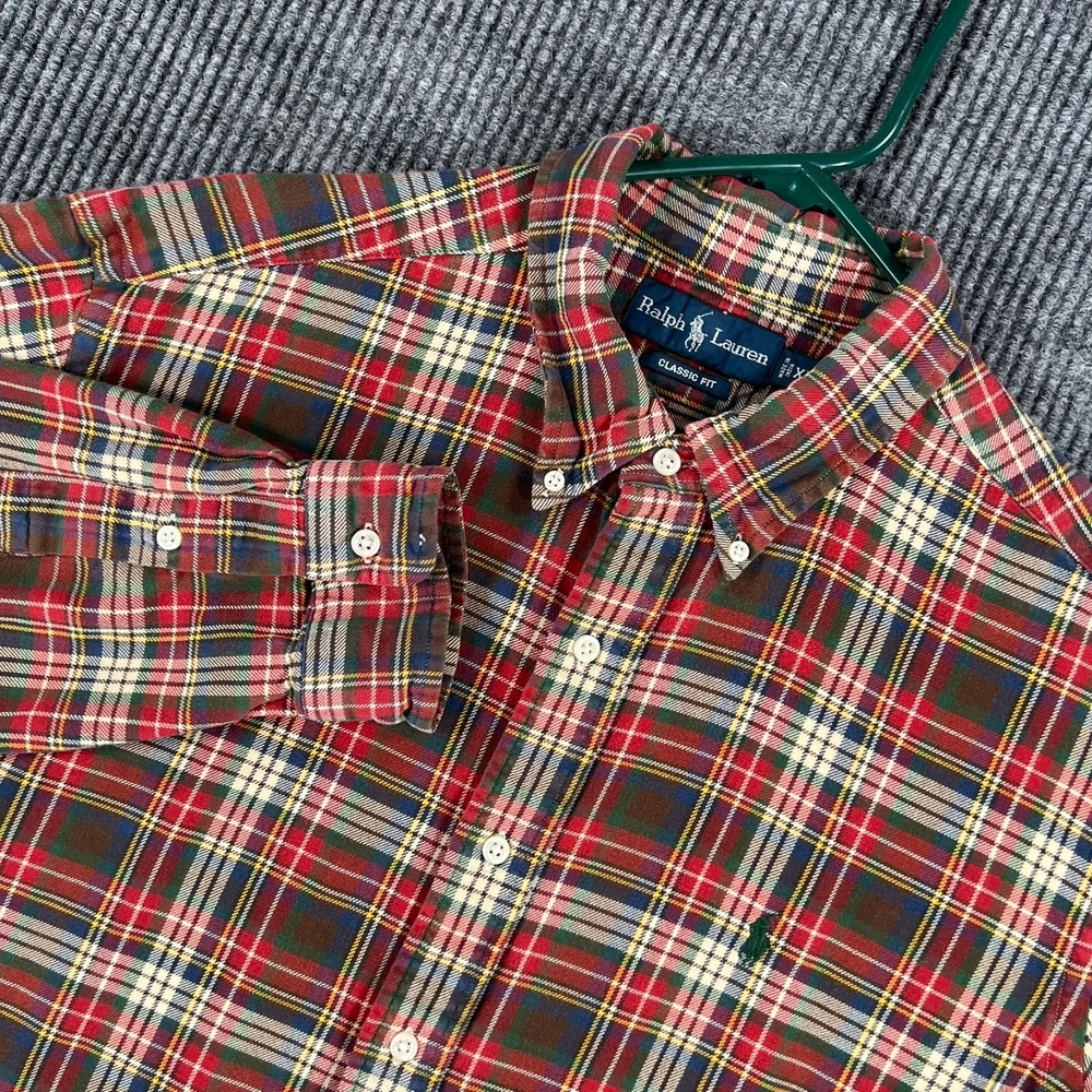Ralph Lauren Shirt Mens XL Extra Large Red Plaid Classic Fit Button Down Casual